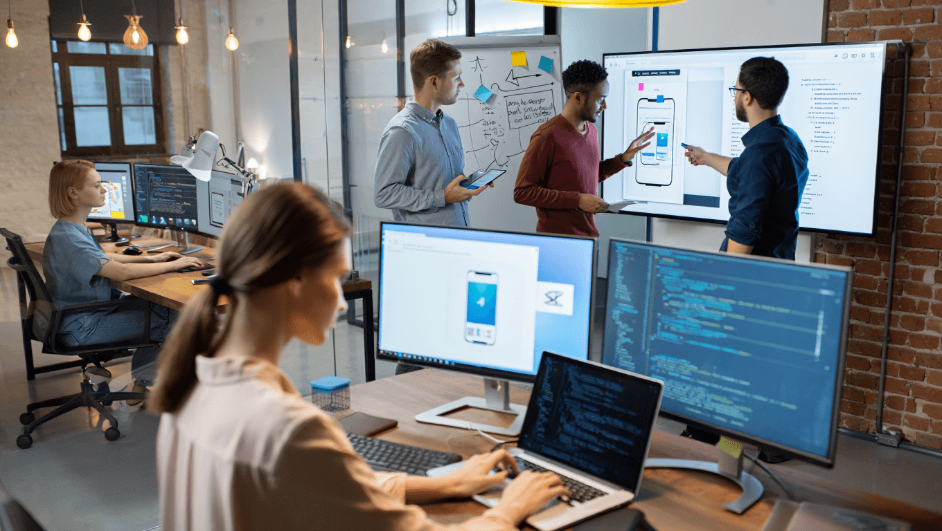 Equipo de desarrollo trabajando